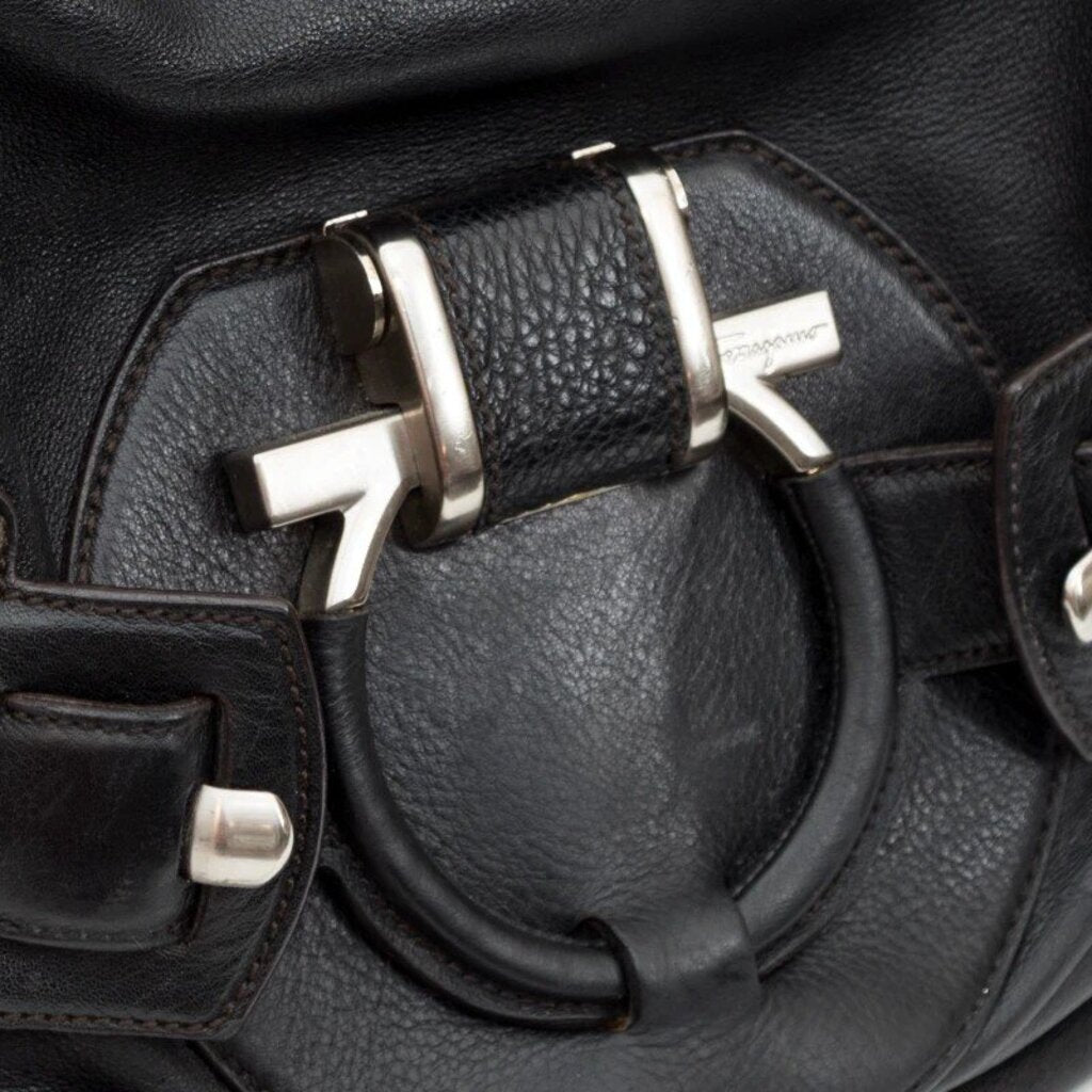 Salvatore Ferragamo Black Leather Hobo Bag