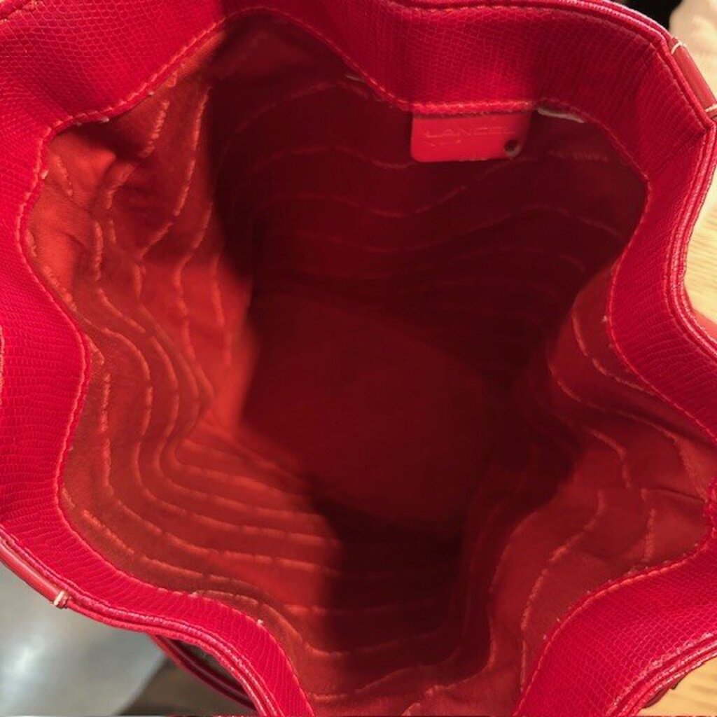 Lancel Red Elsa Sellier Bucket Bag W/ Pouch
