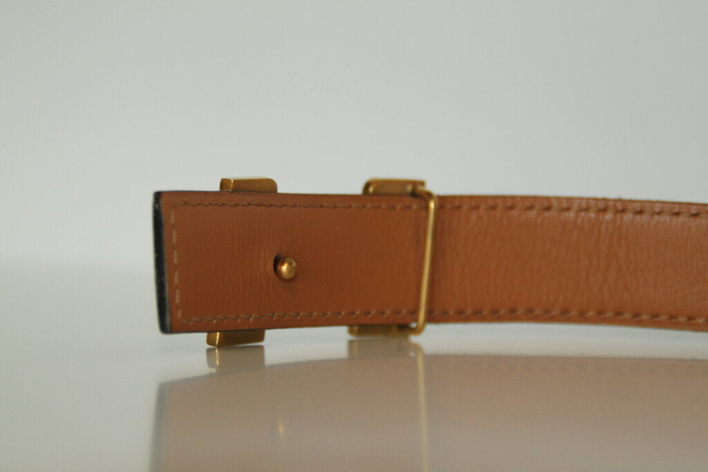 Hermes Vintage Constance "H" Belt - Black W/ Gold Buckle- 75cm