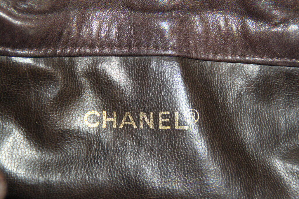 Chanel Brown Lambskin CC Drawstring Backpack