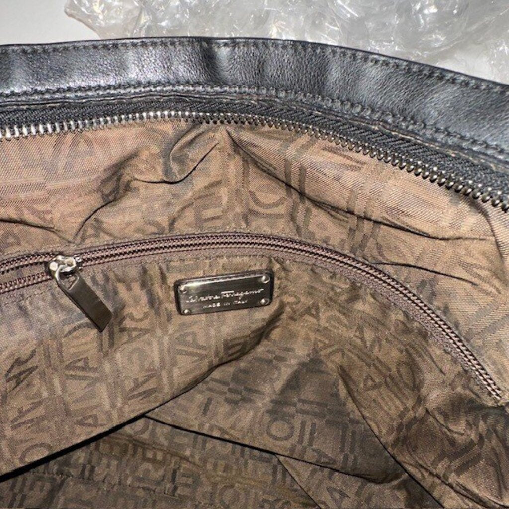 Salvatore Ferragamo Black Leather Hobo Bag