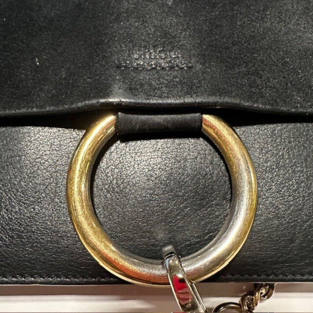 Chloe Faye Black Suede Leather Crossbody Bag