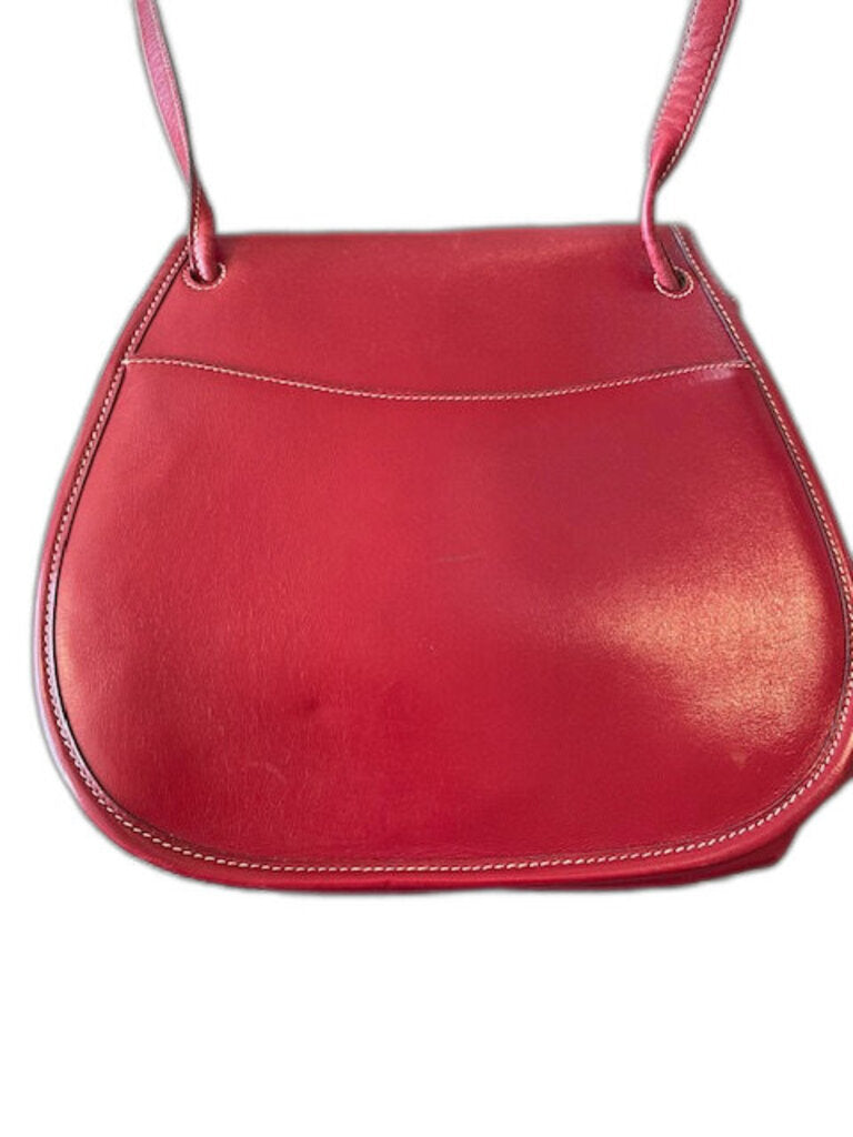 Hermes Vintage Red Box Calf Tassel Flap Shoulder Bag