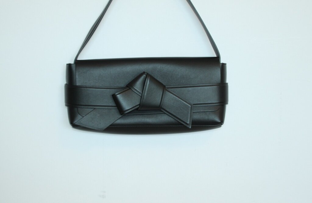 Acne Studios Black Leather Musubi Knot Handbag