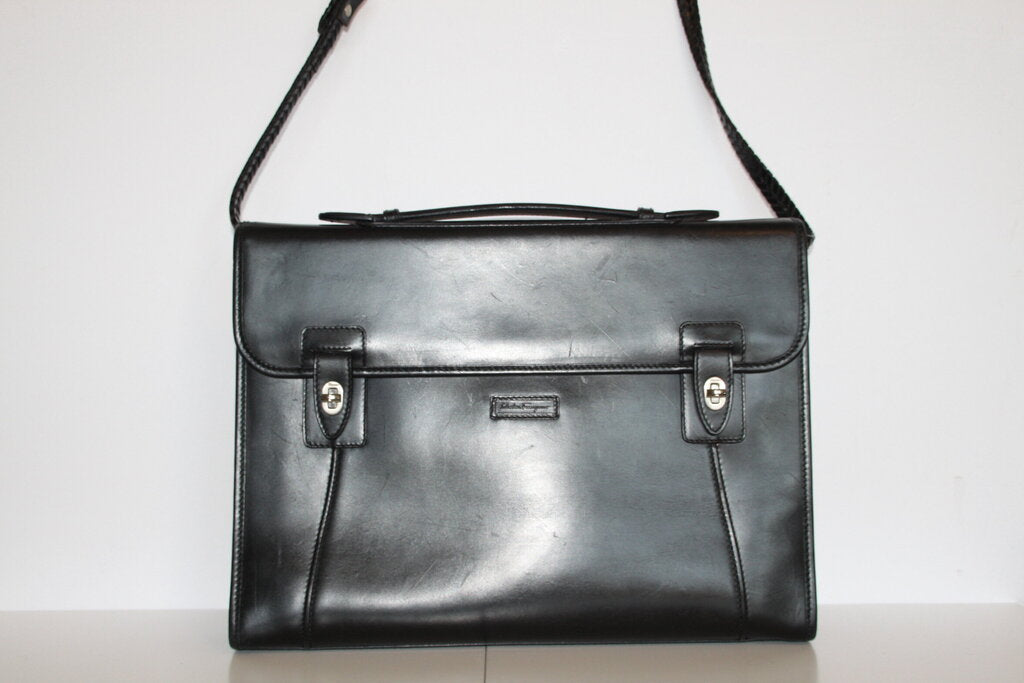 Salvatore Ferragamo Black Leather Briefcase