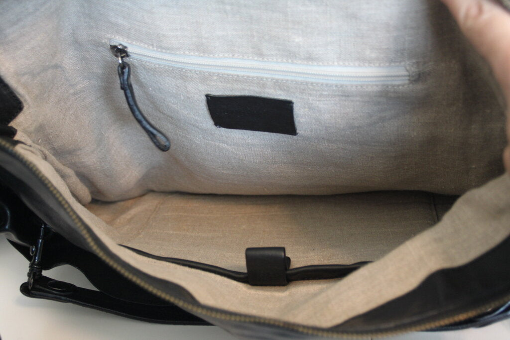 Marsell Black Leather Fold-Over Handbag