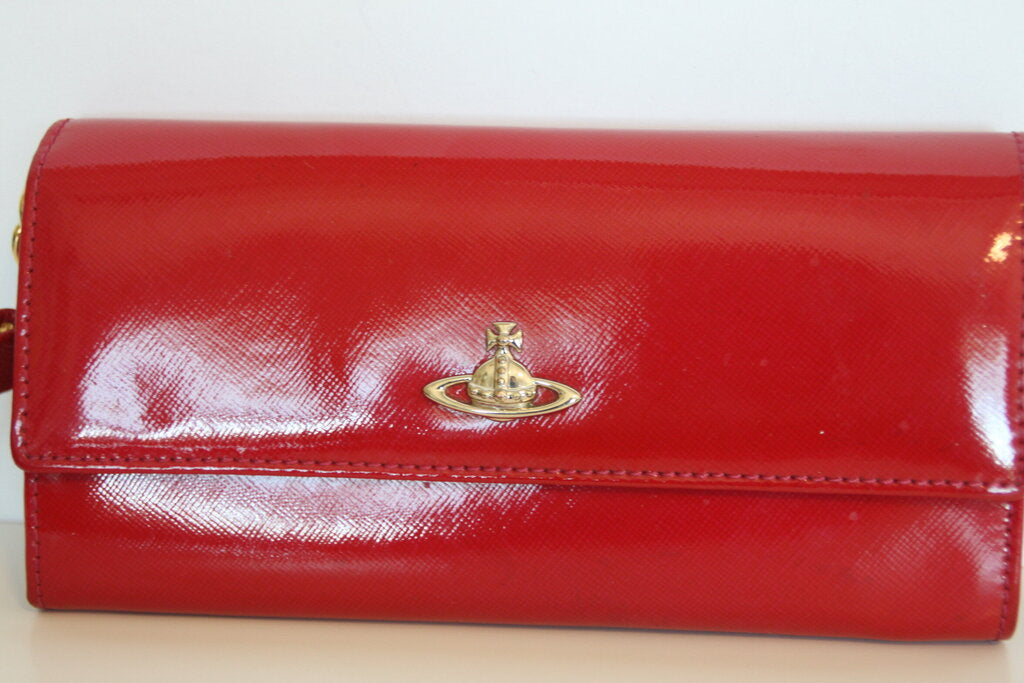 Vivienne Westwood Trifold Red Patent Leather Wallet