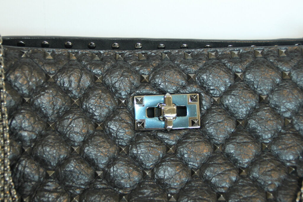 Valentino Garavani Rockstud Black Spike Quilted Leather Tote