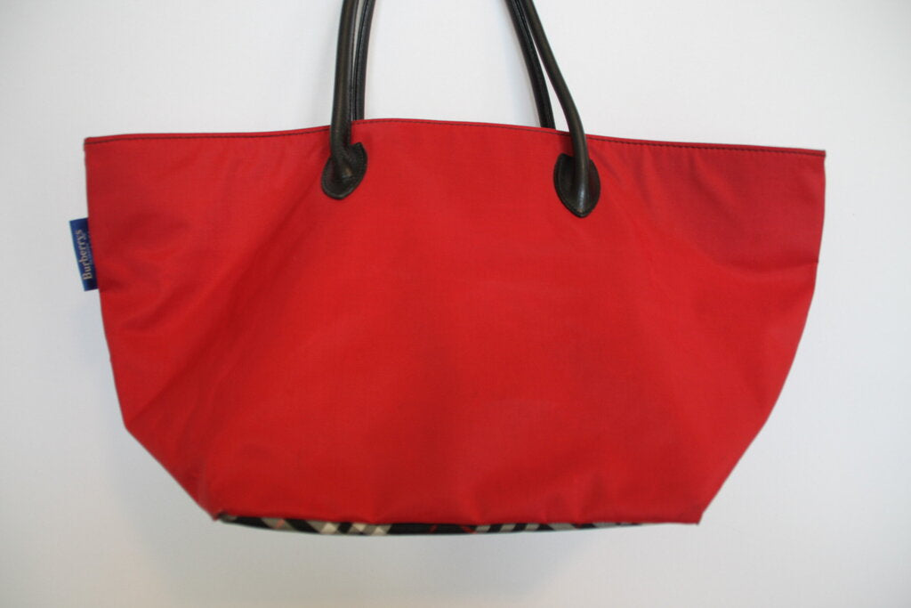 Burberrys Blue Label Red Nylon Tote Bag