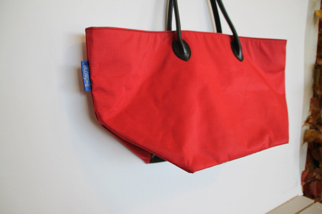 Burberrys Blue Label Red Nylon Tote Bag