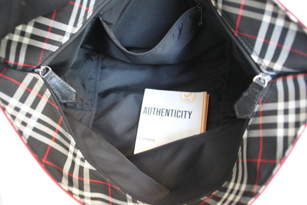 Burberrys Blue Label Red Nylon Tote Bag