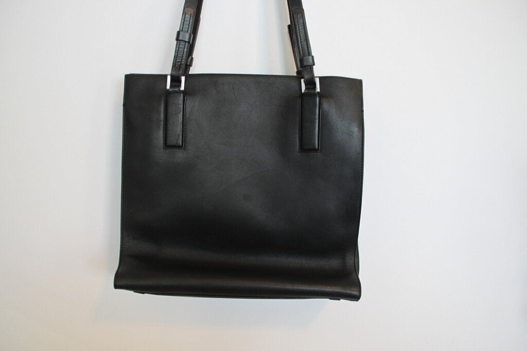Vintage Prada Black Leather Tote Bag