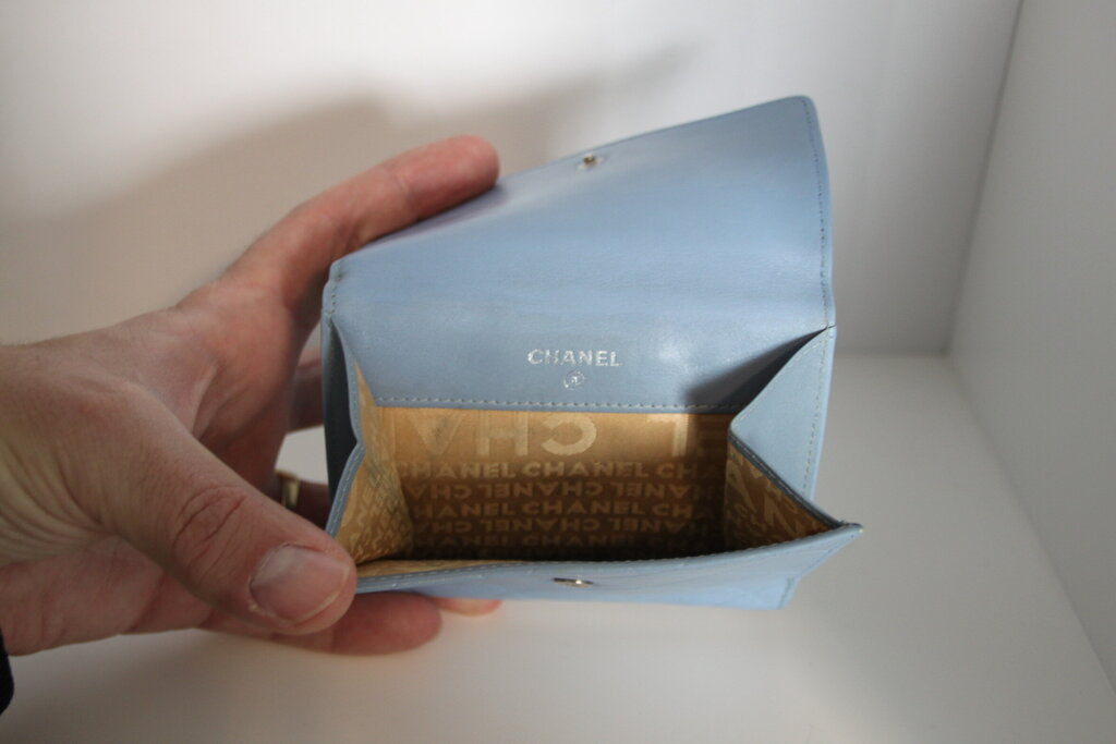 Chanel Matelasse Blue Leather Bifold Wallet