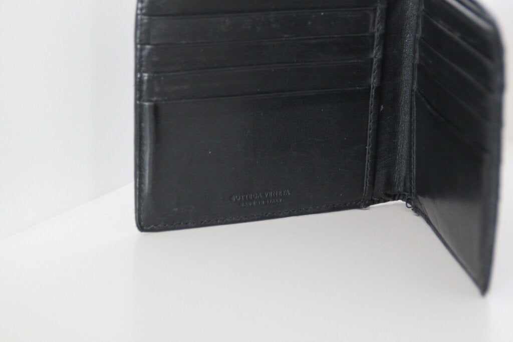 Bottega Veneta Intrecciato Black Leather Bi-Fold Wallet