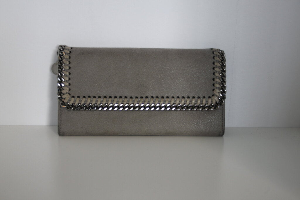 Stella McCartney Falabella Light Grey Faux Suede Continental Wallet