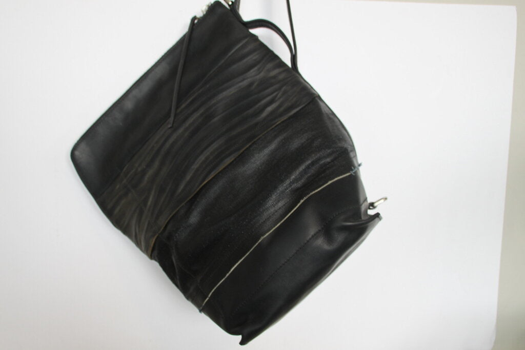 Rick Owens Paneled Coated Cotton Black Smooth And Textured-leather Bucket Bag