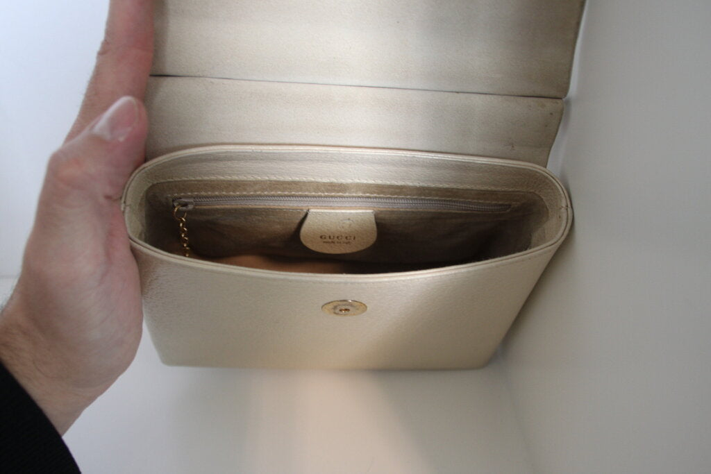 Gucci Bamboo Top Handle Bag Light Gold Leather Handbag