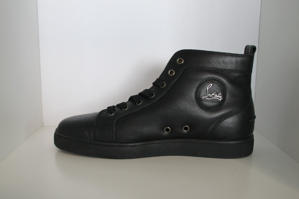 Christian Louboutin Louis Black Calf Leather High-Top Sneakers - Size 43
