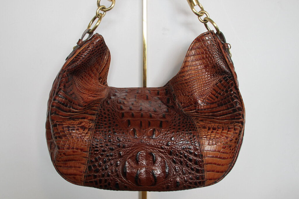 Brahmin Carmela Pecan Melbourne-Embossed Leather Hobo Bag