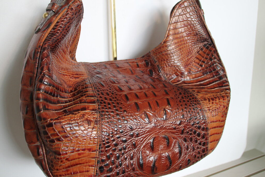 Brahmin Carmela Pecan Melbourne-Embossed Leather Hobo Bag