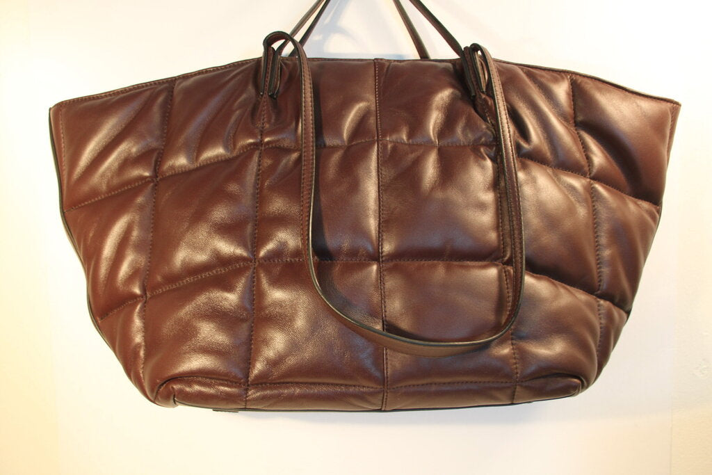 All Saints Nadaline Quilted Oxblood Leather Tote Bag