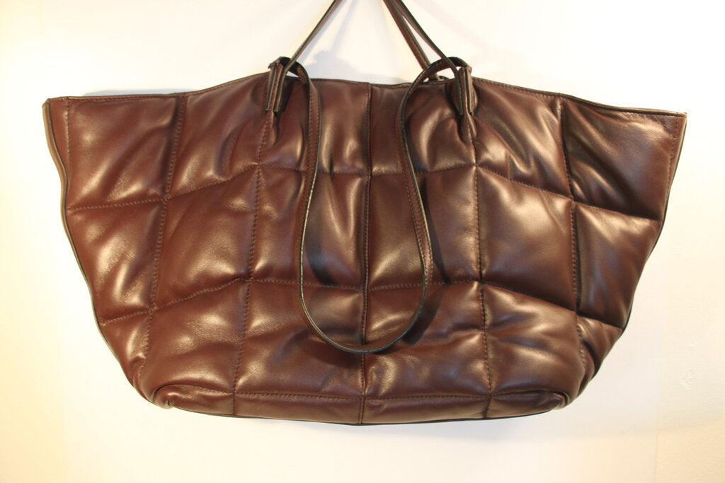 All Saints Nadaline Quilted Oxblood Leather Tote Bag