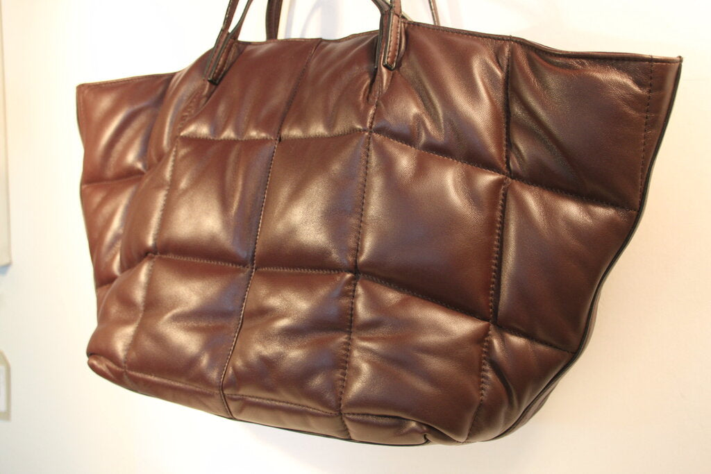 All Saints Nadaline Quilted Oxblood Leather Tote Bag