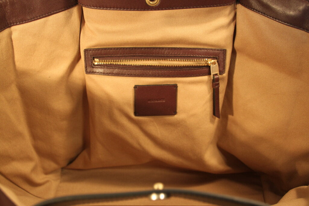 All Saints Nadaline Quilted Oxblood Leather Tote Bag