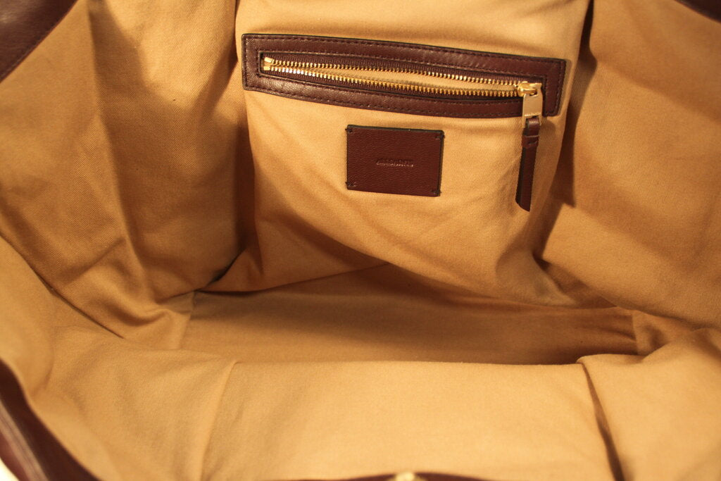 All Saints Nadaline Quilted Oxblood Leather Tote Bag