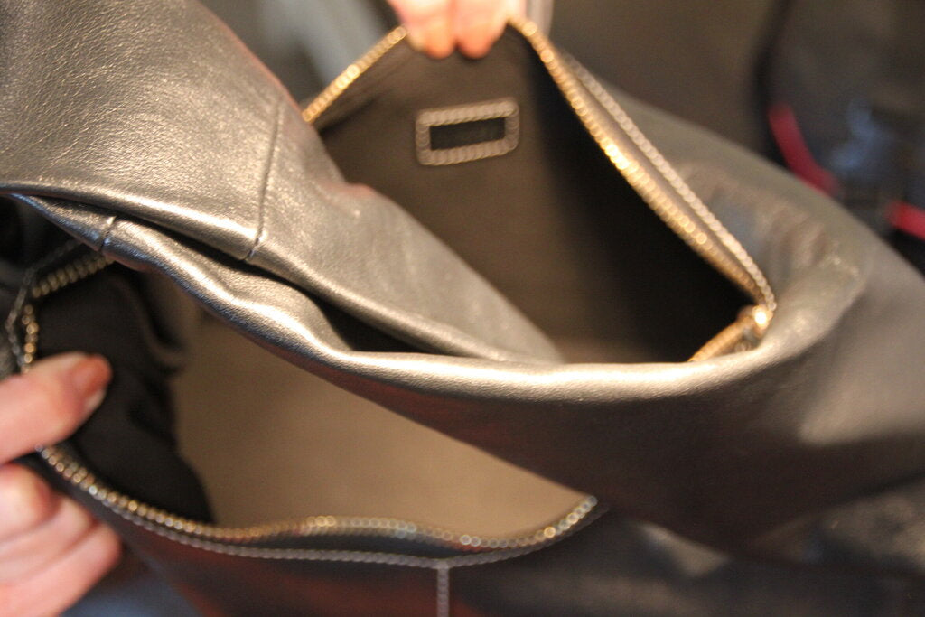 Yuzefi Large Wonton Black Calf Leather Top-Handle Bag