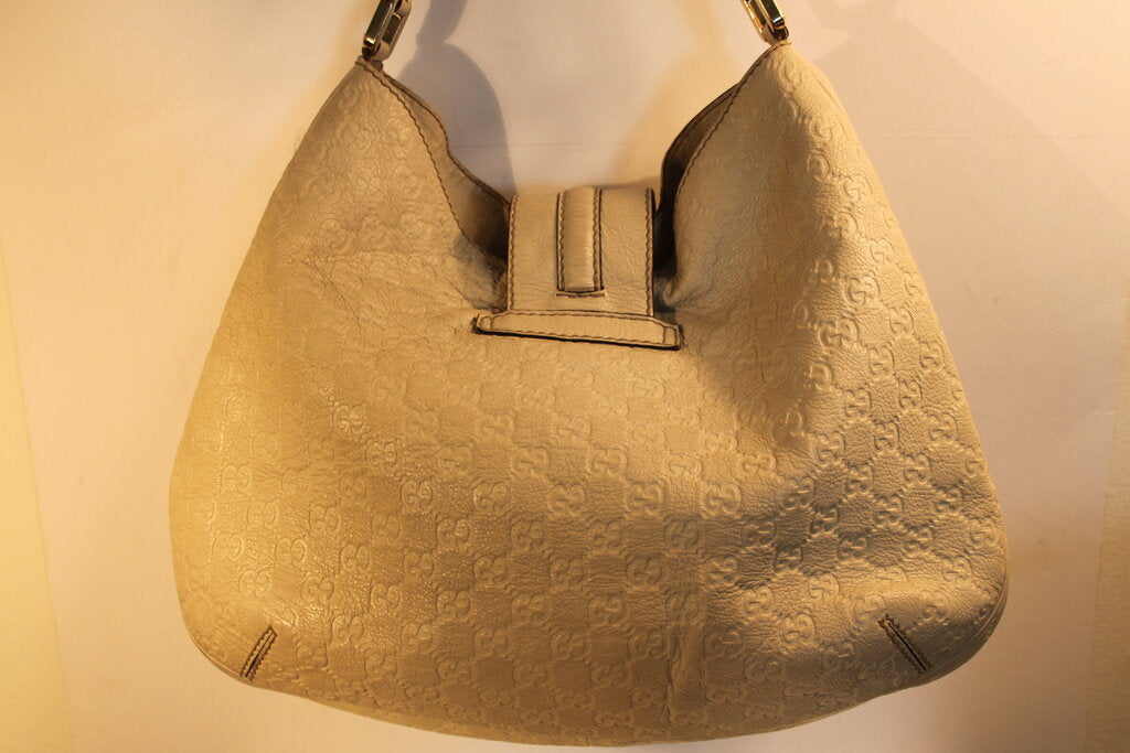 Gucci Guccissima White Leather Hobo Bag