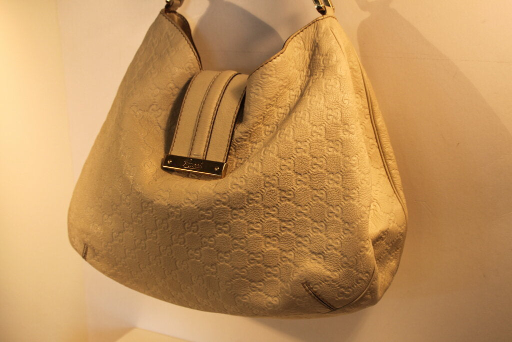Gucci Guccissima White Leather Hobo Bag