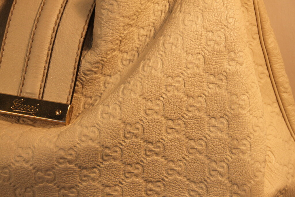 Gucci Guccissima White Leather Hobo Bag