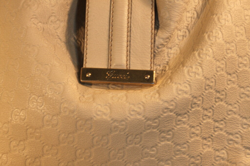 Gucci Guccissima White Leather Hobo Bag