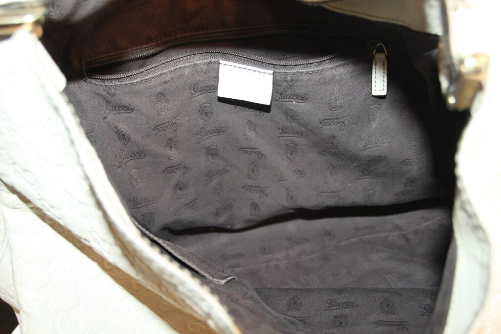 Gucci Guccissima White Leather Hobo Bag