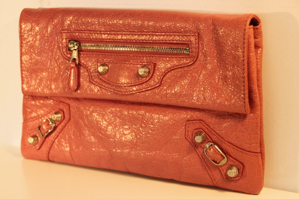 Balenciaga Classic Envelope Sling Bag Pink Crinkled Lambskin Leather