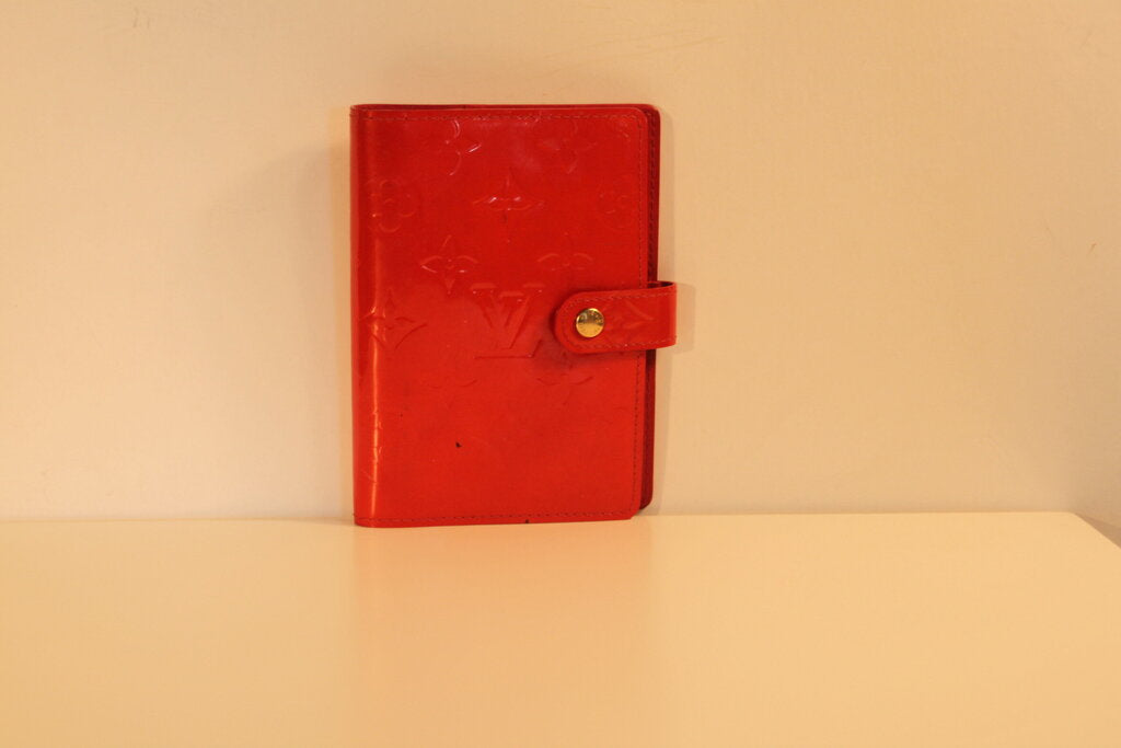 Louis Vuitton Monogram Vernis Red Patent Leather Small Ring Agenda Cover