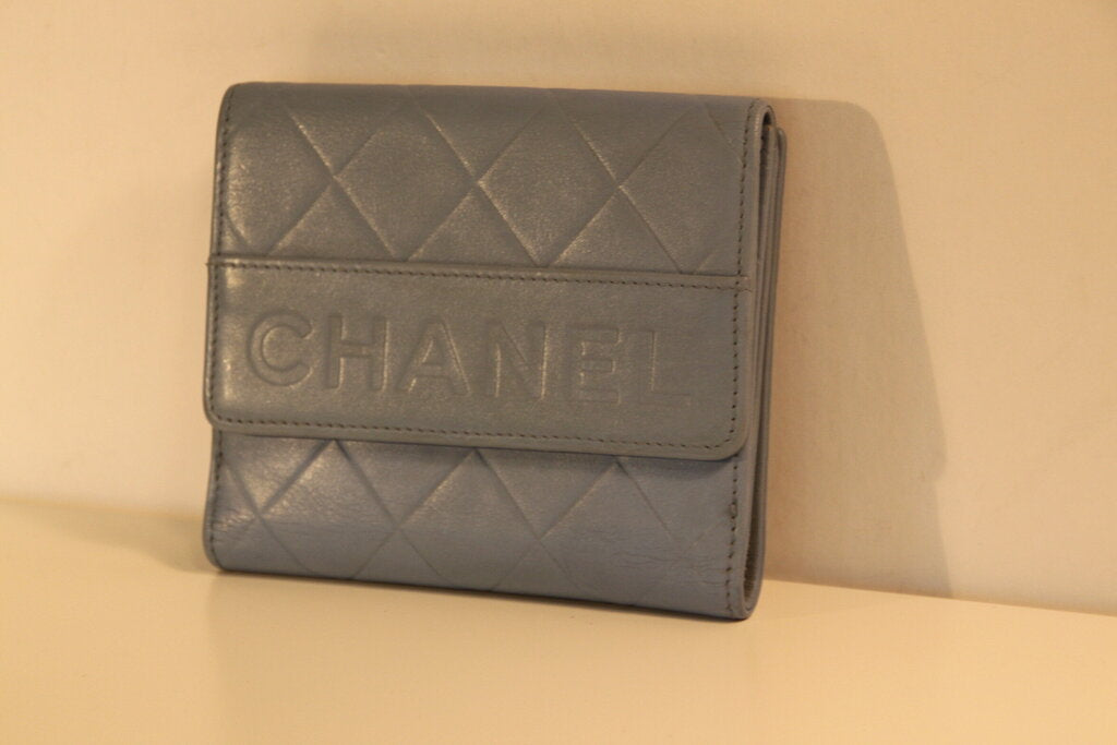 Chanel Matelasse Blue Leather Bifold Wallet
