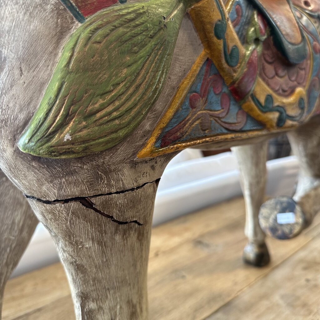 Antique Carved Painted Wood Horse- 27X33- AS IS