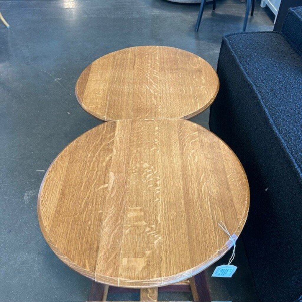 French Oak Wine Barrel Coffee Table W/ 2 Barrel Head Tops - 42X22X20H