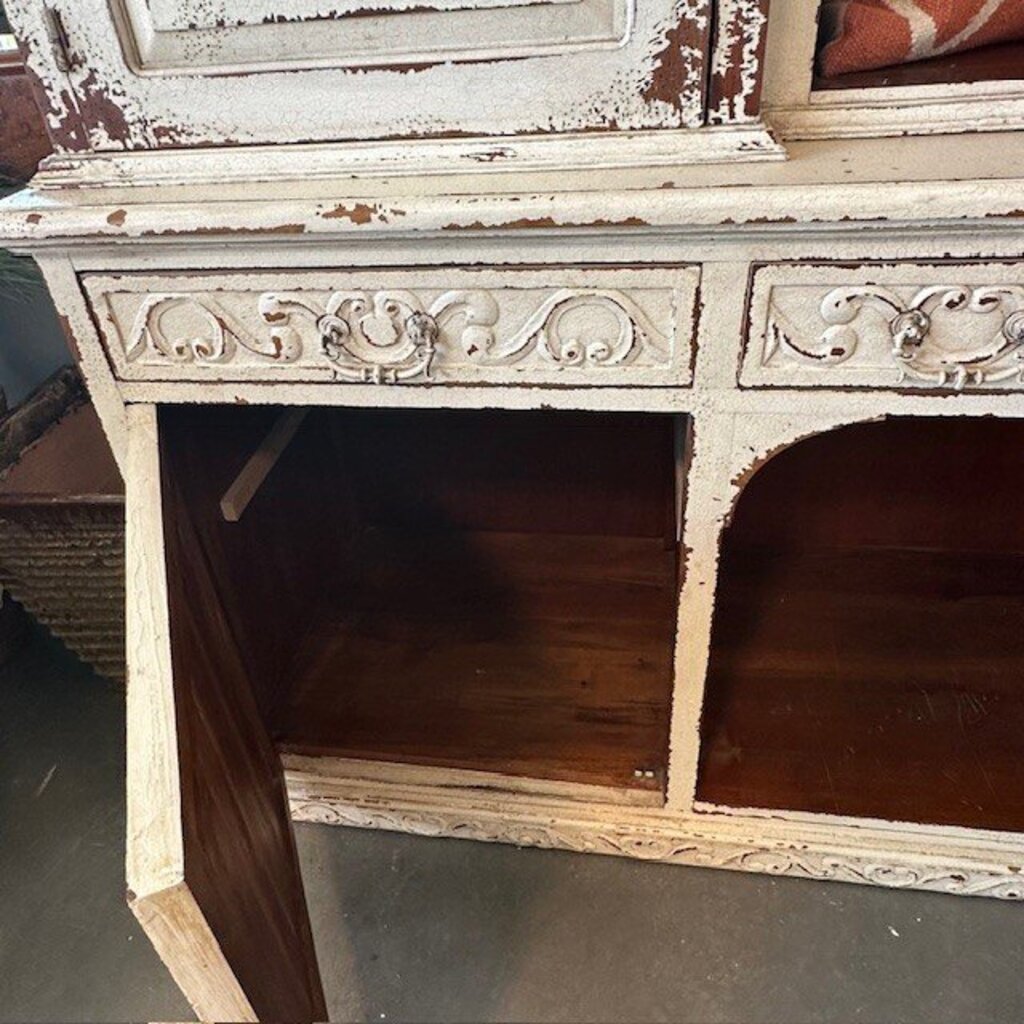 Brazilian Hand Painted Cabinet W/ Botanical Motif- 102X25X105H