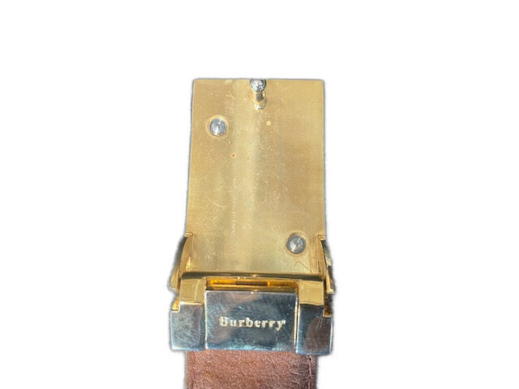 Burberry Vintage Check Canvas Leather Belt - 113cm AS IS