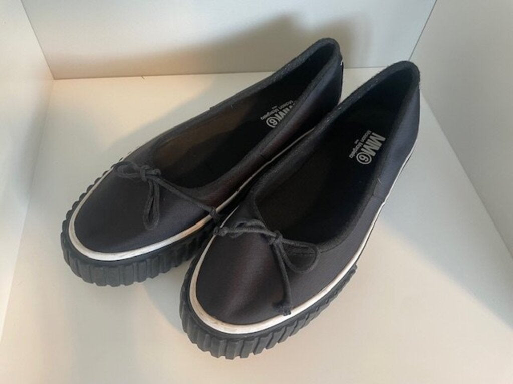 MM6 Maison Margiela Black Bow Detail Ballerina Pumps - Size 9