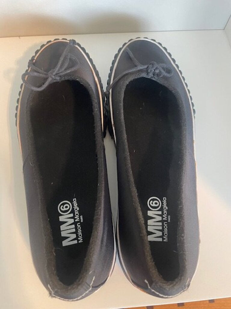 MM6 Maison Margiela Black Bow Detail Ballerina Pumps - Size 9