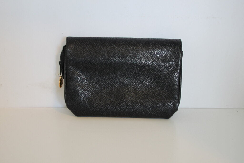Chanel Vintage Caviar Black Leather Wallet