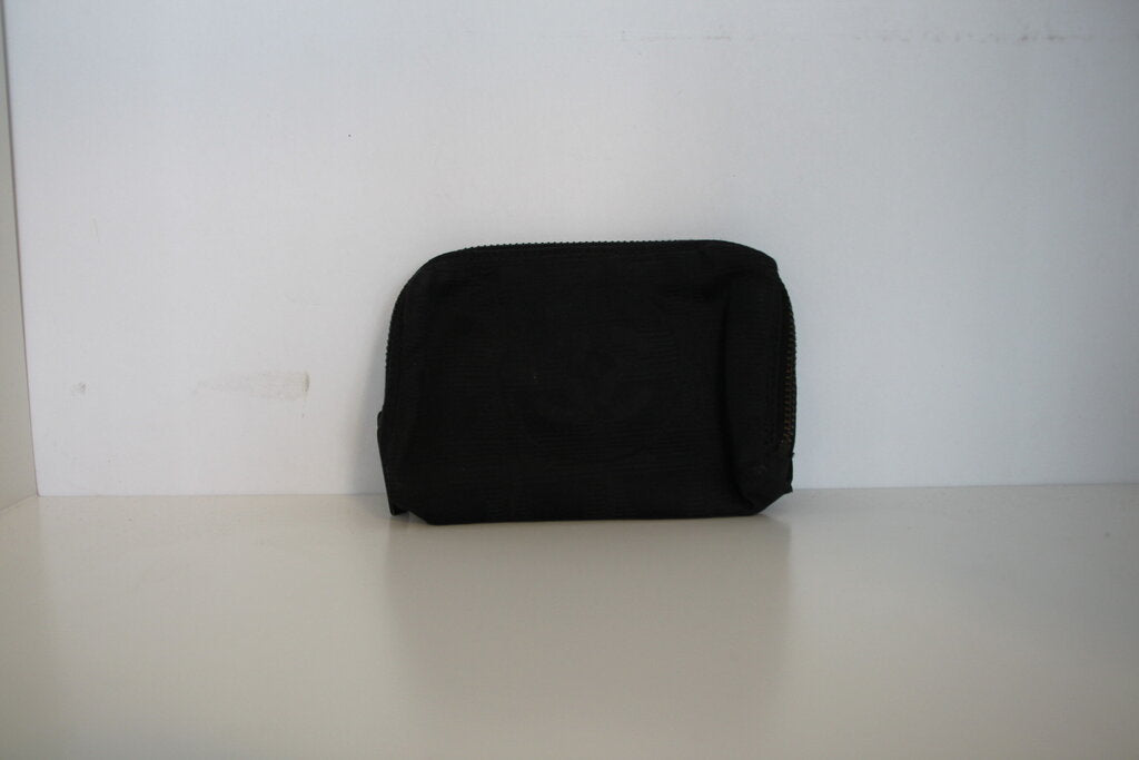 Chanel CC Logo Black Nylon Zip Coin Pouch