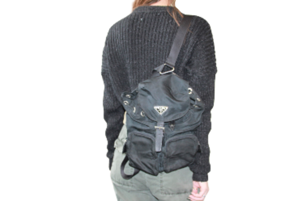 Prada Nylon Backpack with Leather Trim