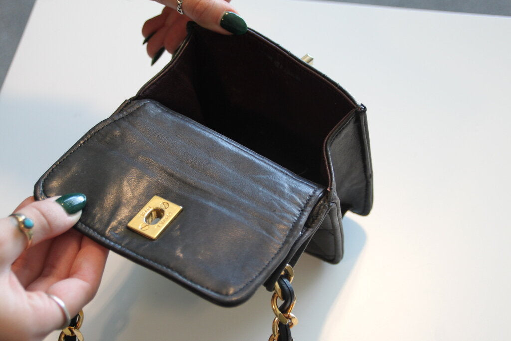 Chanel Vintage Mini CC Flap Convertible Belt Bag Brown Lambskin Gold HW