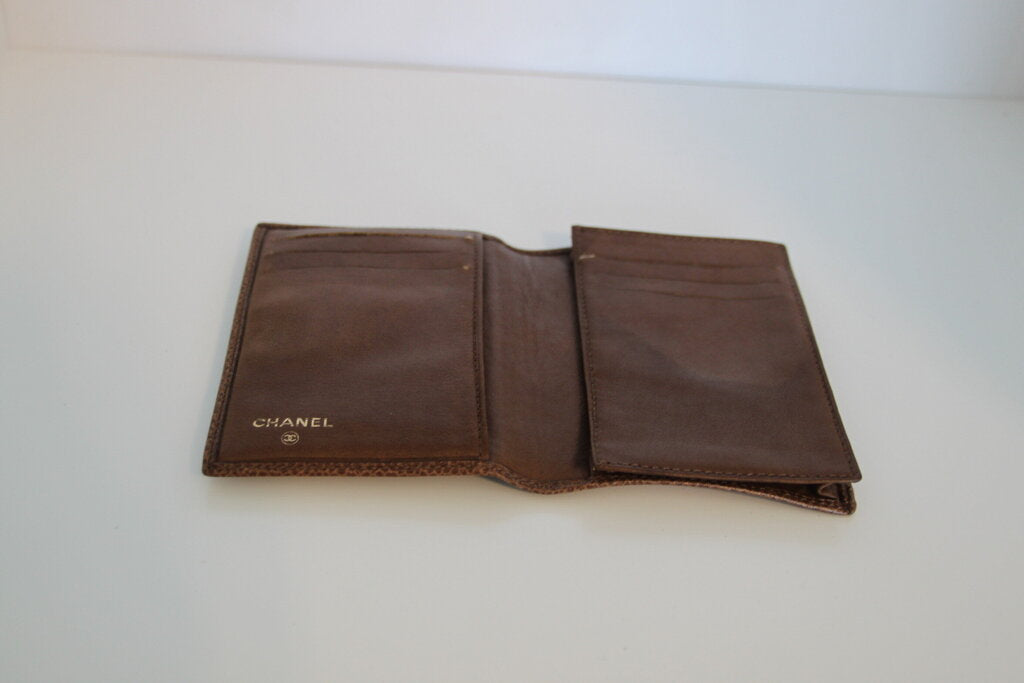 Chanel CC Tobacco Brown Caviar Leather Compact Wallet