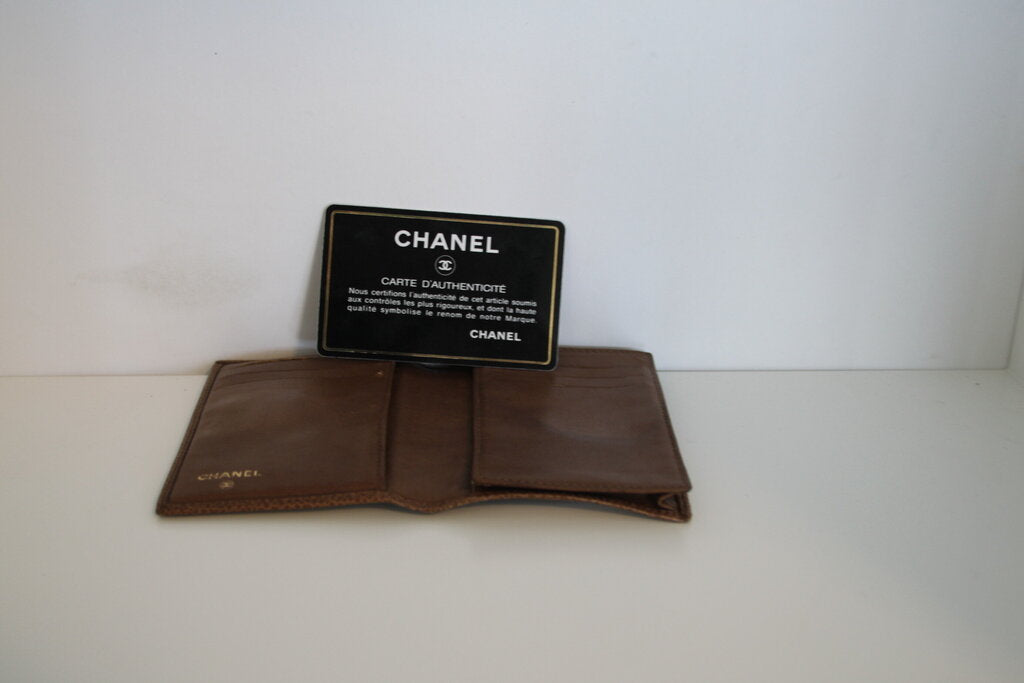 Chanel CC Tobacco Brown Caviar Leather Compact Wallet